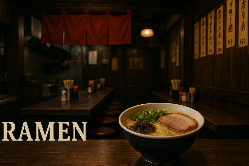 白湯スープの湯気が立ちのぼるラーメン丼